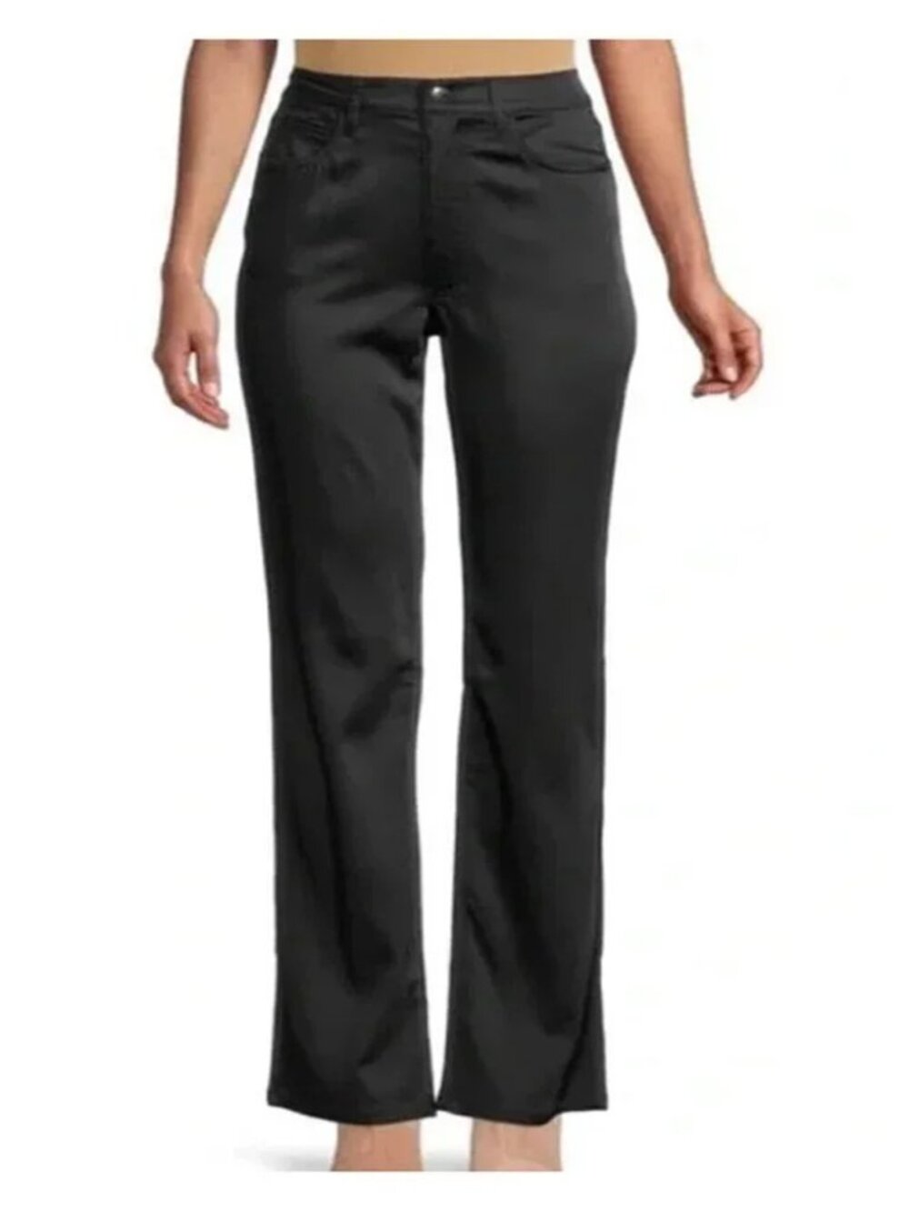 Danielle Bernstein Black Ankle Flare Pants NWT Satin Stretch